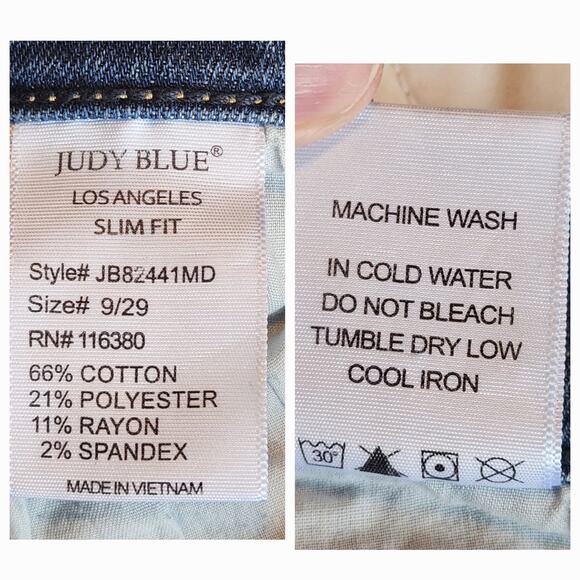 Judy Blue size 9/29 Slim Fit Tapered Leg, mid rise with 29.5" inseam - Picture 10 of 10